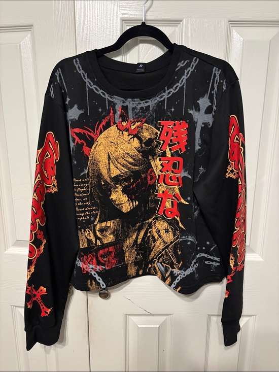 ROMWE Tops - Romwe Street Life Anime Sweatshirt